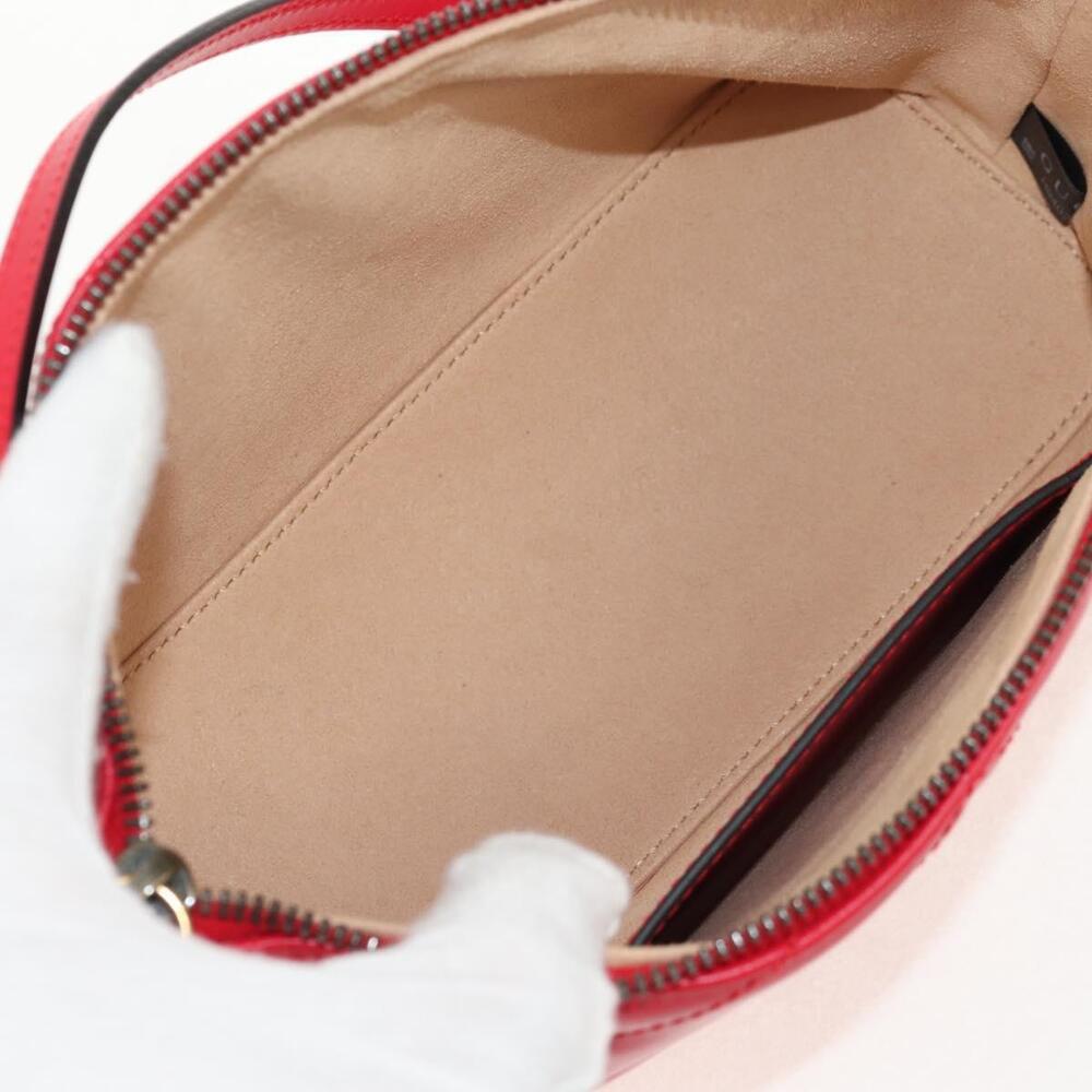 GUCCI GG Marmont Accessory Pouch Leather Red Gold 739166 Auth ka600V - Picture 10 of 16